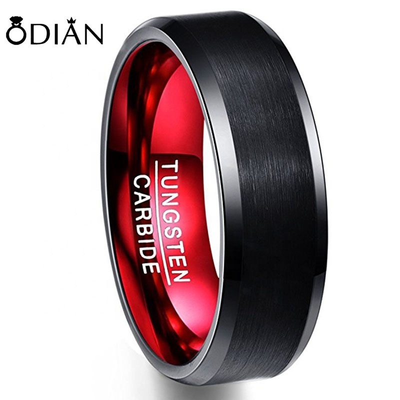 Celtic Dragon Blue Tungsten Carbide Wedding Band Ring for Men 8mm red rings inlaid inside