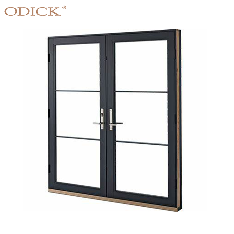 Modern Design Toilet Bathroom Kitchen Glass Swing Black Aluminium Framed Interior Door Grill Design