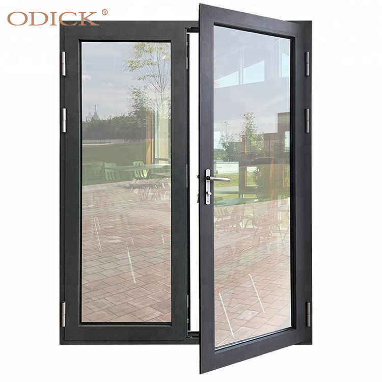 Hot Sale French Doors Sectional Design Glass Standard Double Panels Swing Style Aluminum Graphic Design Modern Security System