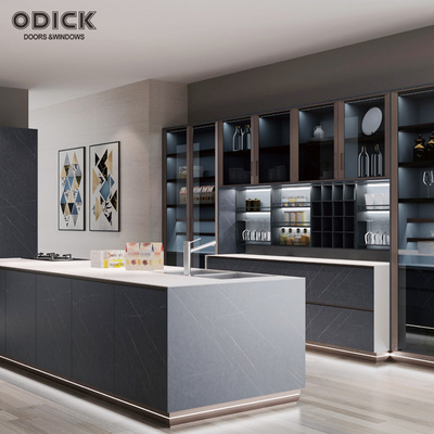 OPK Customized Modern Modular Shaker Wall Faucet with Kitchen Island Design Kitchen Cabinets Mobile Granite Lacquer Wood Door