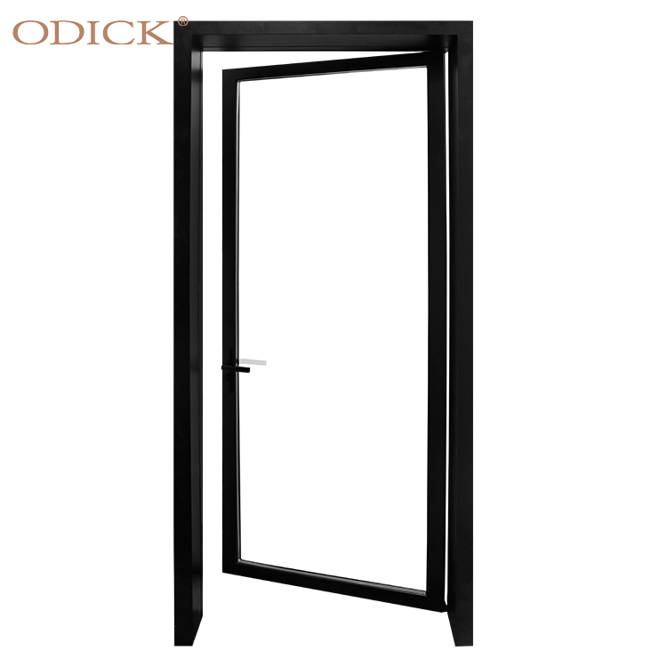 Modern Design Toilet Bathroom Kitchen Glass Swing Black Aluminium Framed Interior Door Grill Design