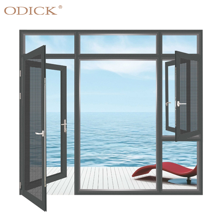 Door and window double glazed thermal break system soundproof aluminum glass doors and windows for home