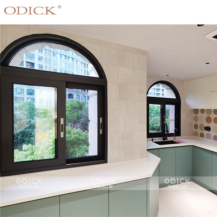 Arched Window Double Glazed Sliding Casement Swing Graphic Design Stainless Steel Anti-theft Aluminum Alloy Horizontal Modern