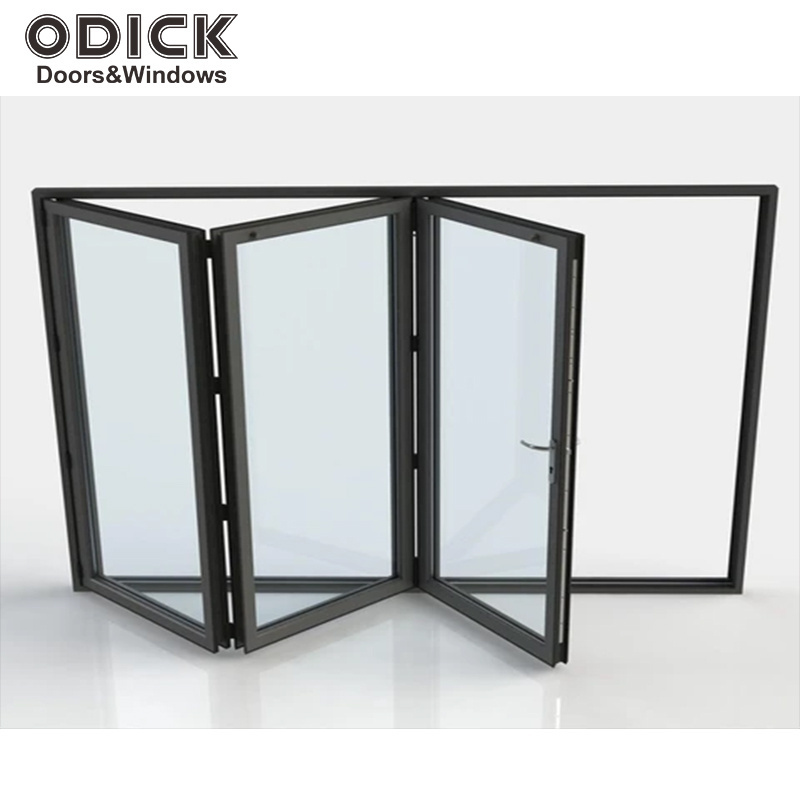 ODICK Door Concession Sliding Glass Aluminum Double Glazed Windows and Door Fold Glass Foldable Graphic Design Modern Bi-folding