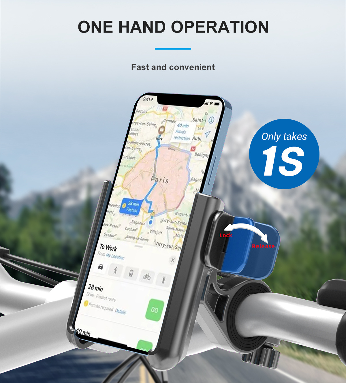 ODIER universal gps stand mount claw handlebar motorcycle mobile phone holder for scooter mirror quad lock bracket bike holder