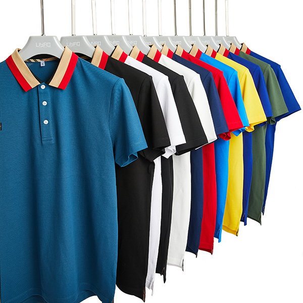 Quick Dry Organic Cotton Polo Shirt High Quality Short-Sleeve Black Polo Shirt Red Collar