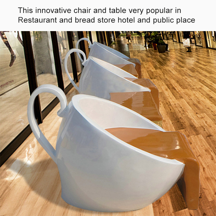 Cake shaped Table chair Set Fiberglass Dining furniture Cafe Chair Coffee Tea Cup Chairs