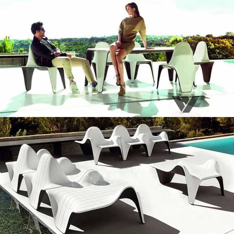 Y253 Fiberglass lounge pool chairs chaise lounge swimming pool balcony Leisure sun bed outdoor furniture sex white beach chairs