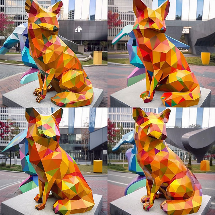 K427G Fox sculptures decoration custom modern fiberglass outdoor art statue resin decoration outdoor life size animal sculpture