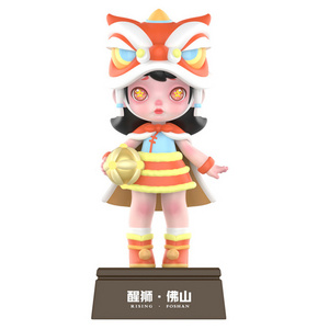 K252 Cartoon girl playing China lion Modern girl sculpture custom public decoration garden anime statue decor sculpture