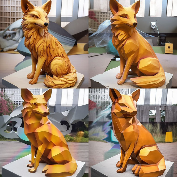 K427G Fox sculptures decoration custom modern fiberglass outdoor art statue resin decoration outdoor life size animal sculpture