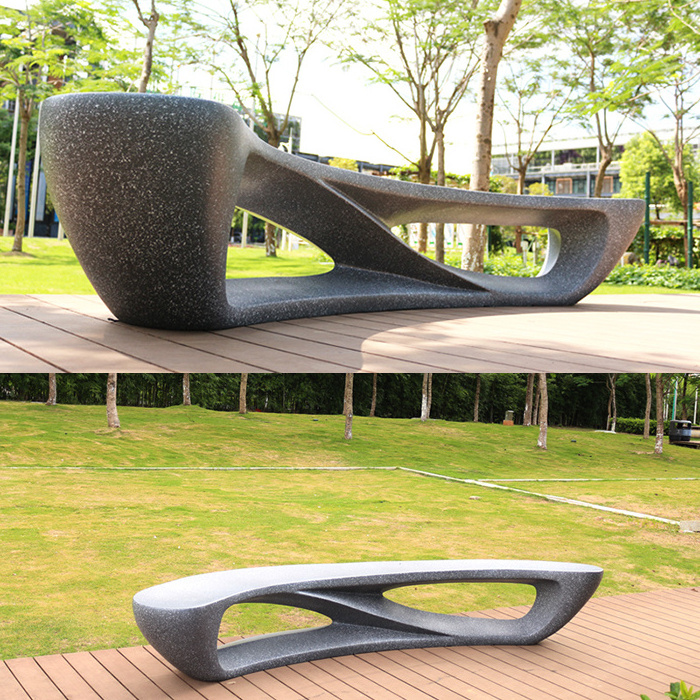 Y030 Fiberglass moon shape bench chair FRP indoor sit up bench chair or public park seating bench