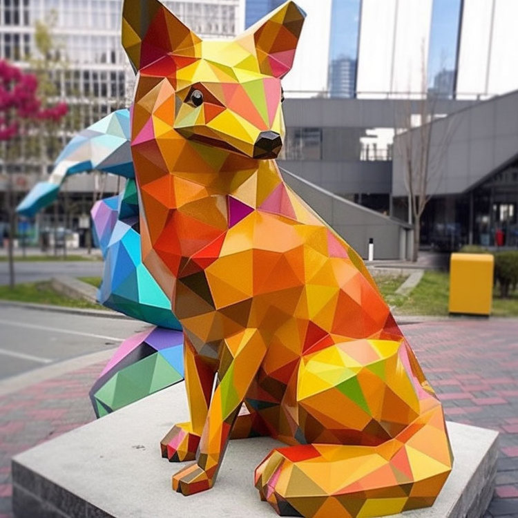 K427G Fox sculptures decoration custom modern fiberglass outdoor art statue resin decoration outdoor life size animal sculpture