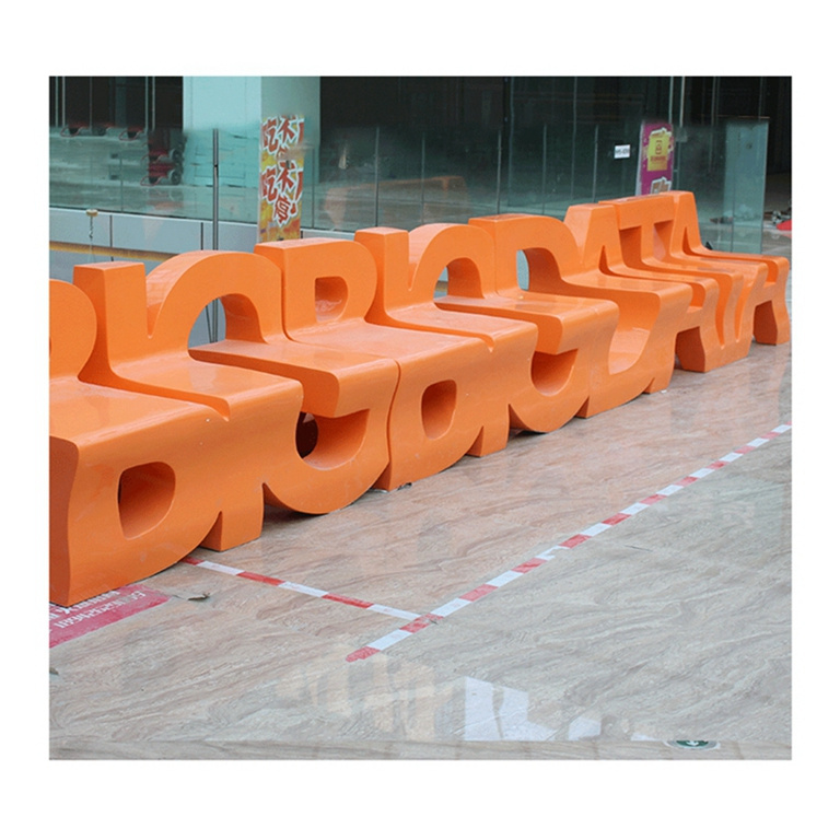 Customized letter bench alphabet chair Outdoor Furniture public furniture beach park shopping mall garden Chair