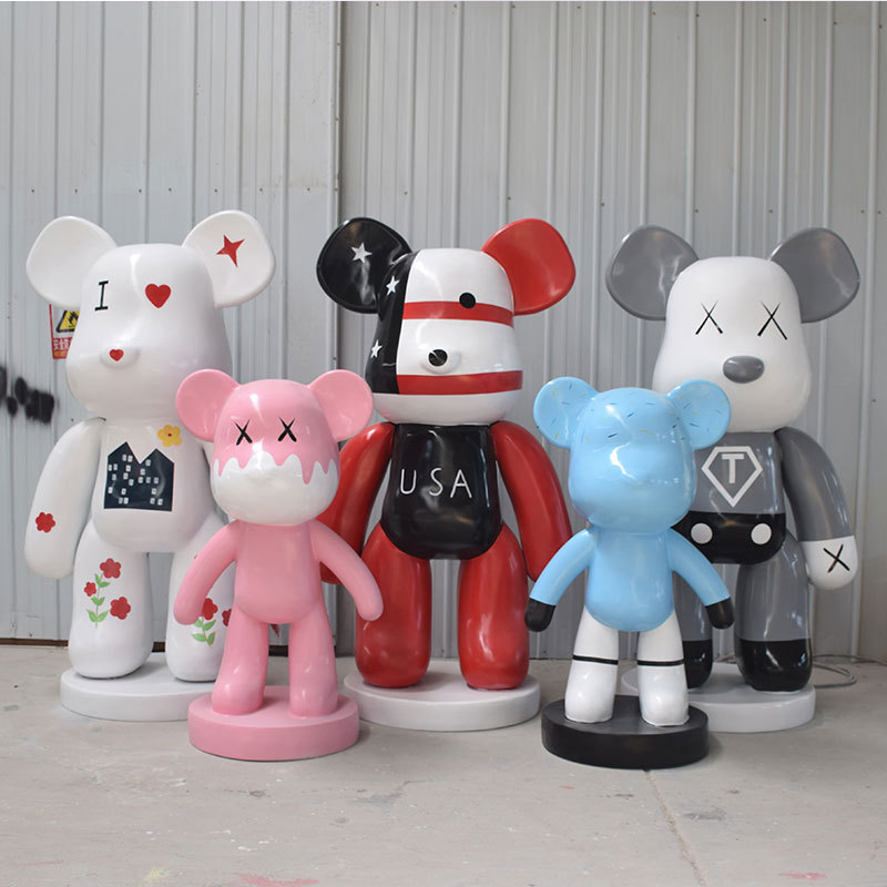 K406 Gloomy Bear sculpture customized Fiberglass statue Last Supper Family Ballet Cat Ice Cream animal Art Sculpture