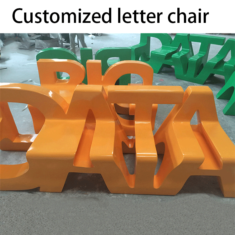 Customized letter bench alphabet chair Outdoor Furniture public furniture beach park shopping mall garden Chair