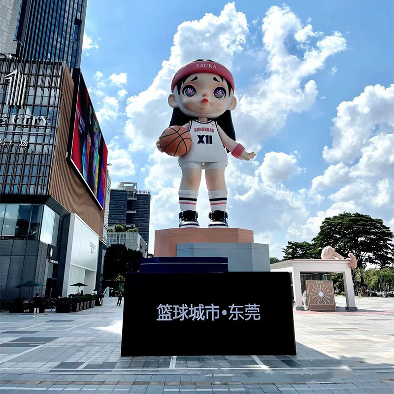 K251 Modern Anime girl football statues large outdoor Garden sculpture public art decoration fiberglass sport girl sculpture