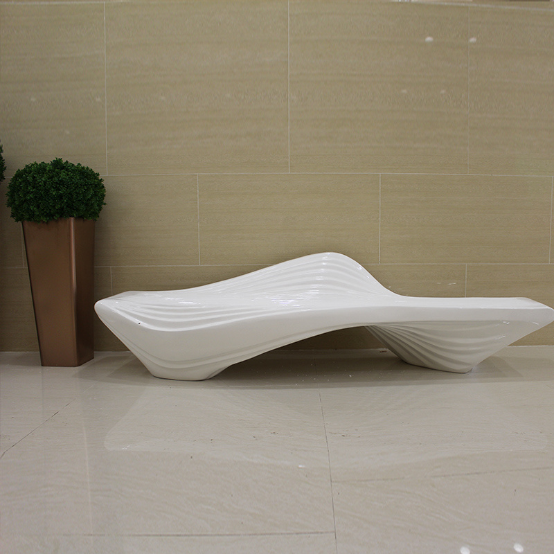 Y679 Wavy Shaped chair Customized commercial outdoor Furniture benches Outside Garden fiberglass pubic Waiting Chair