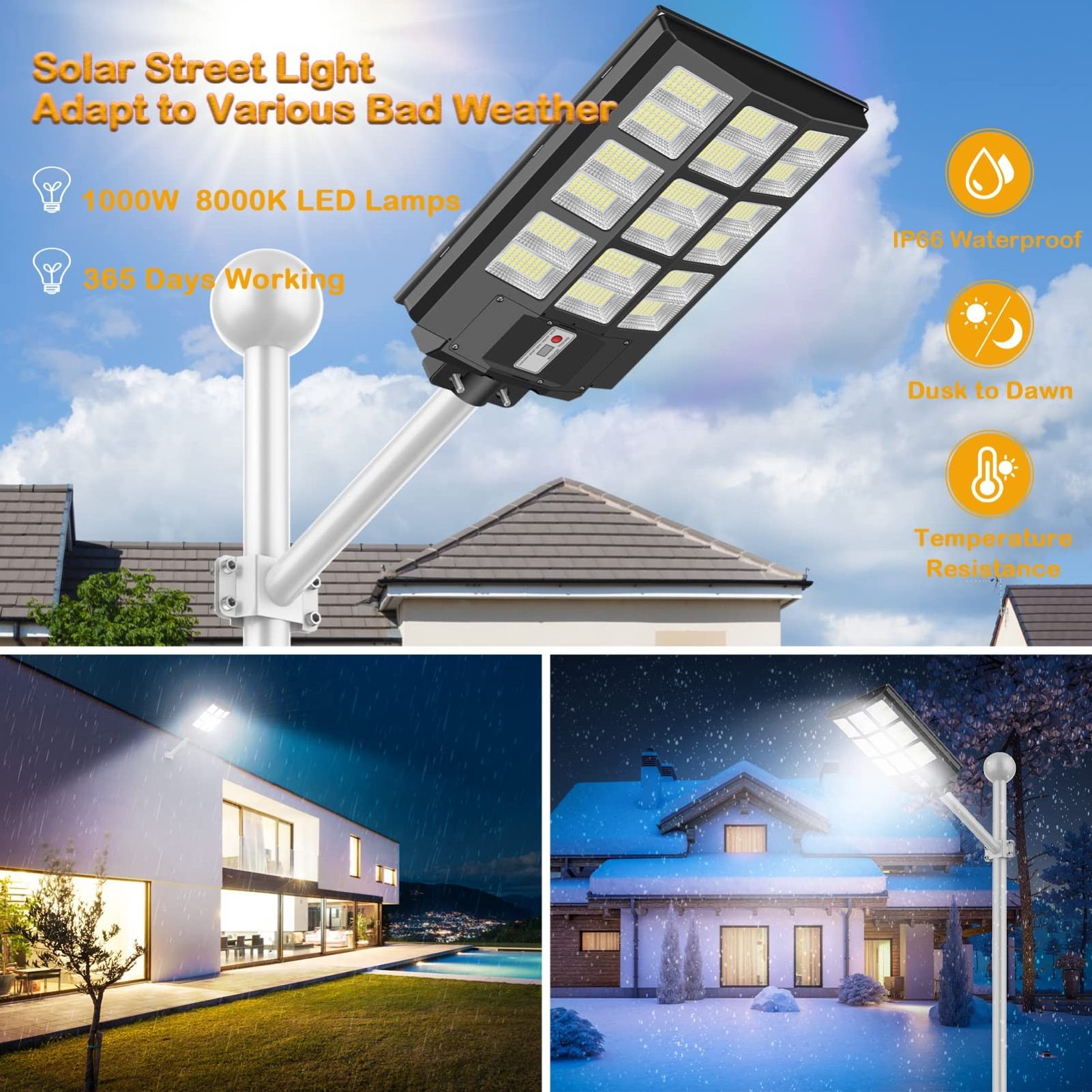 600W 900W 1000W 1200W Sensor Solar Street Light Aluminum Remote Control Waterproof Solar Powered Solar Light Outdoor