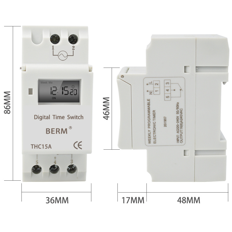 THC-15 16A 110V/220V Relay Digital LCD Power Programmable Timer Time Switch