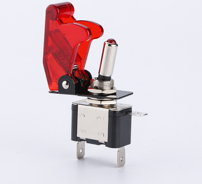 12v 20a Illuminated Led on off Toggle Switch With Safety Aircraft Flip Up Cover Guard ASW-07D