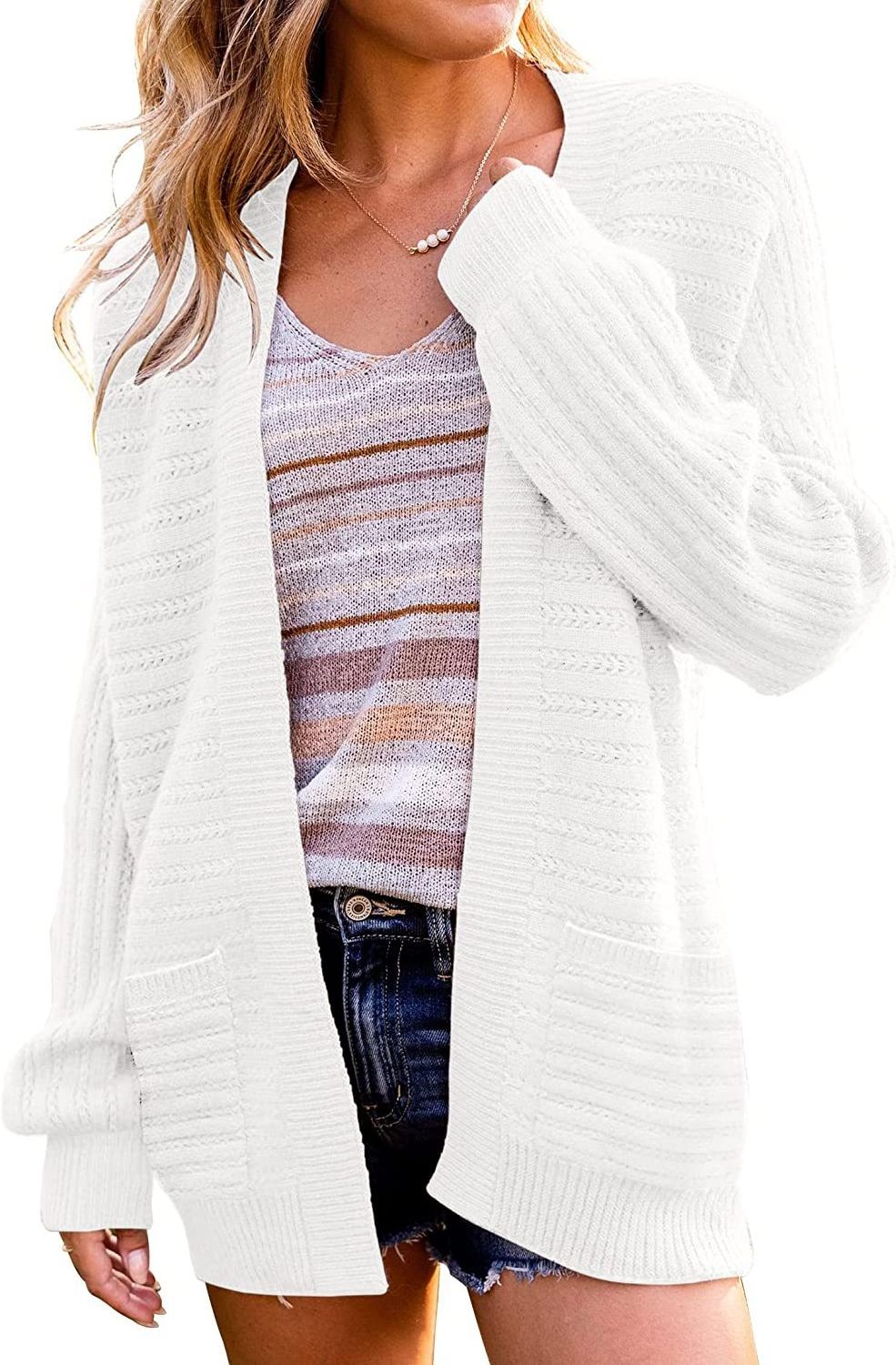 odoodem womens sweaters knitted sweater cardigan casual ribbed hew cashmere sweater with pocket