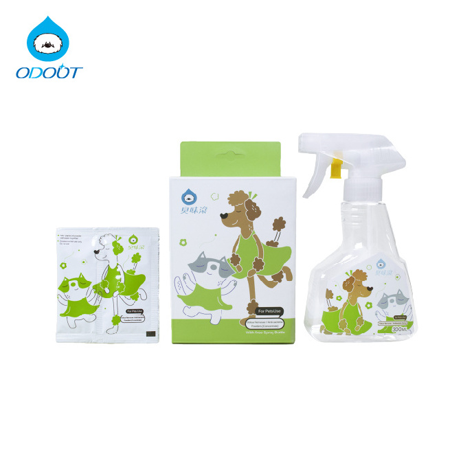 Compact Portable Package 300ml Empty Spray Bottle with 6 Powder Packs which Converts to a Pet Safe Odor Removing Spray