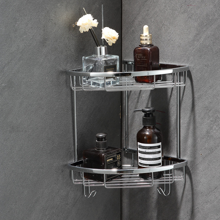 Bathroom Storage Stainless Steel Bathroom Corner Shelf Organizer 2-Tier Wall Mount Shower Caddy ODO-W005-AP Bathroom Shelves