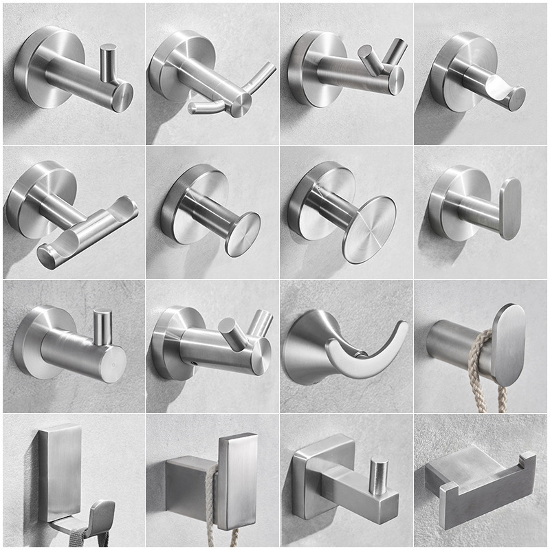 Black Robe Hooks Wall Mount SUS 304 Stainless Steel Living Room Bathroom Towel Hook Coat Clothes Hook