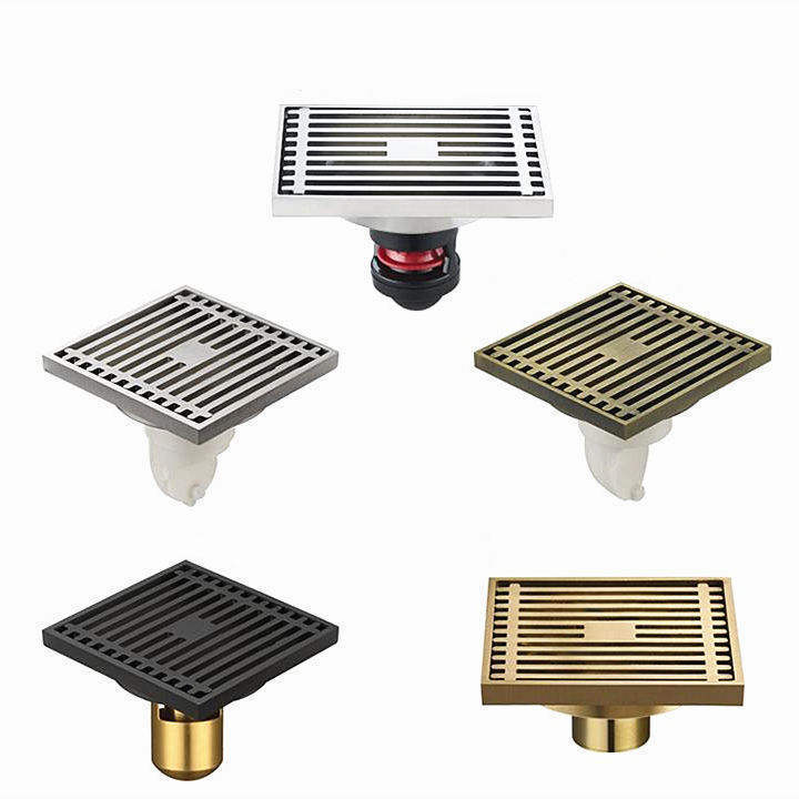 Kitchen Shower Brass Square Cover Anti Odor Trap Tile 304 Stainless Steel Linear Bathroom Long Drainer Floor Drain