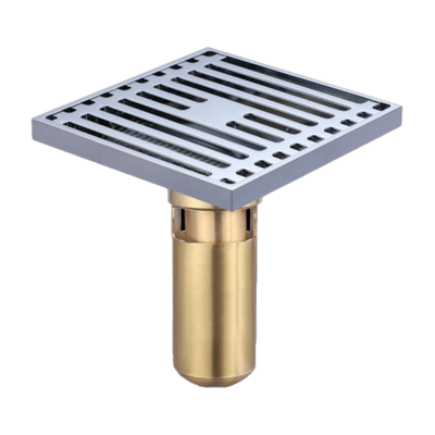 Bathroom Square Grille Linear 4 Inches Stainless Steel Floor Drain Small Size Floor Drain Anti-Odor Shower Brass Floor Drain