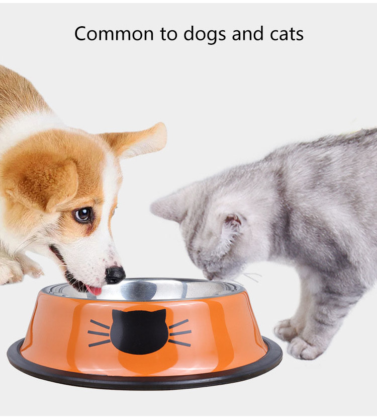 Anti-slip Anti-overturn Non-slip Dog Food Stainless Steel Pet Bowl Stainless Steel Anti Slip Pet Bowl