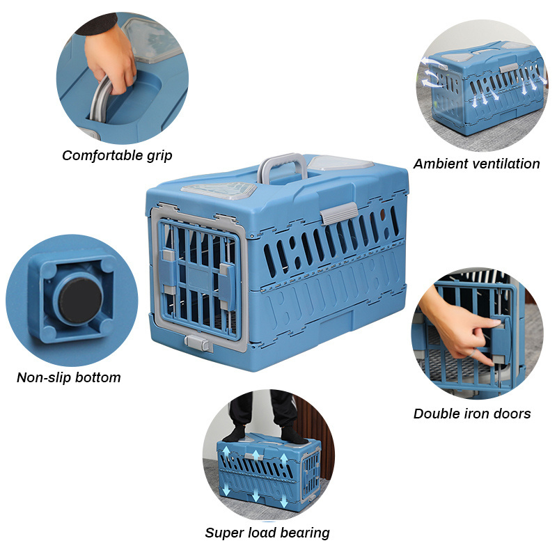 Hot Selling Two-Door Large Dog & Cat Kennel Airline Approved Pet Carrier Plastic Cat Carrier