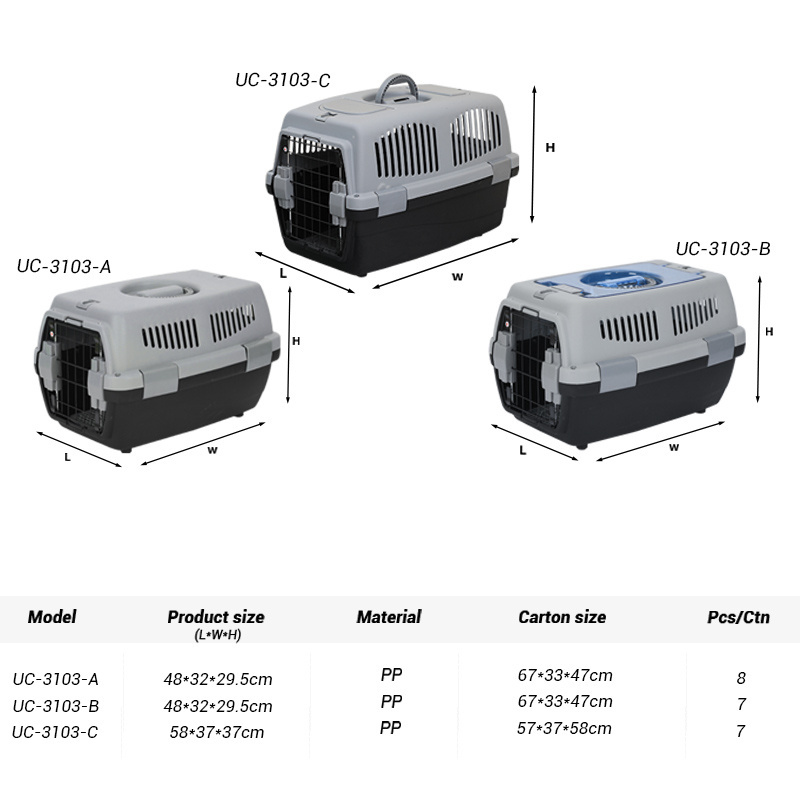 Wholesale Small portable Plastic Dog Cat Car Carrier Box Crates Air Travel Airline Approved Dog Carrier Cage