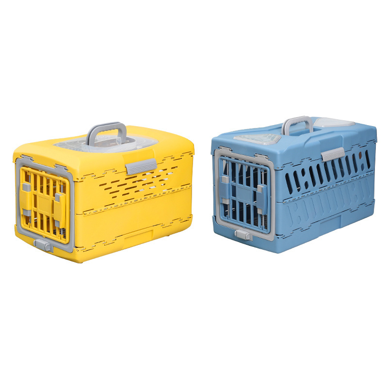 Small Large Dog Plastic Foldable Pet Carrier Portable Pet Cage Travel Crates Kennel