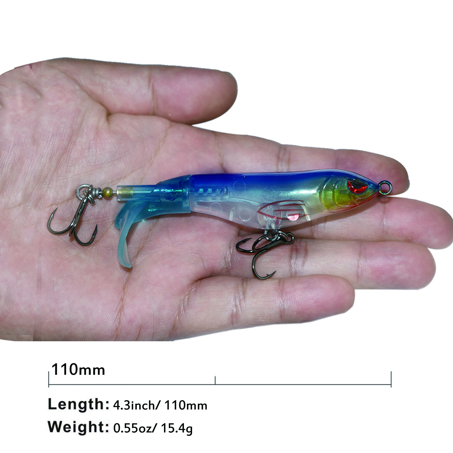 ODS lure Whopper Popper 15.3G/11cm Artificial Hard Bait Soft Rotating Tail Topwater Propeller Fishing Lures