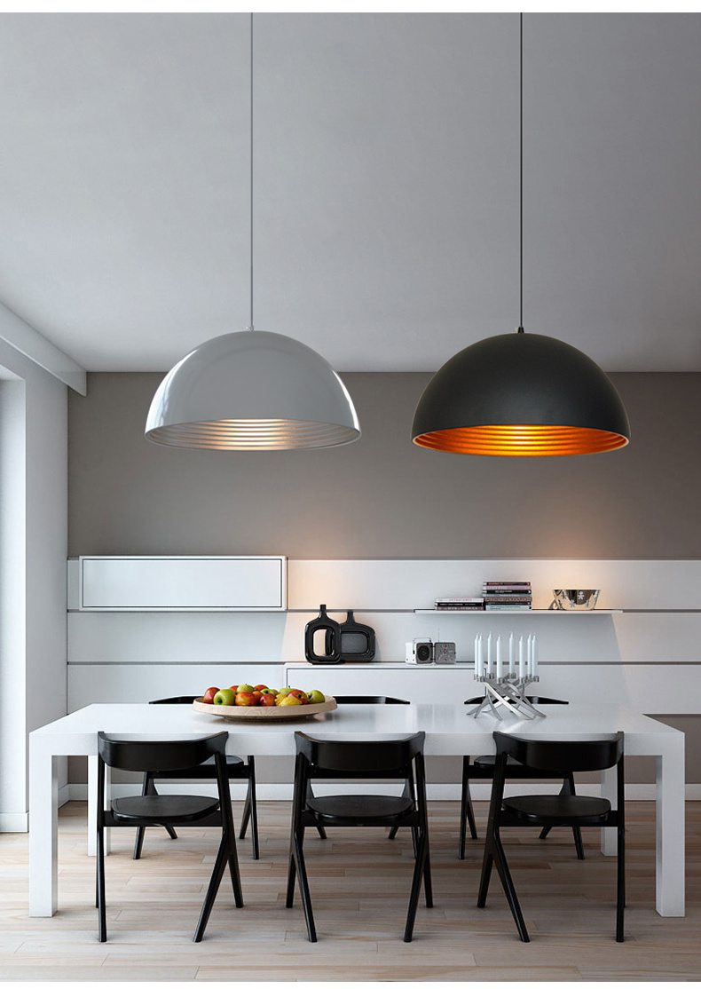 Black white aluminum dome Decorative hanging Lamp big pendant light modern pendant lamps