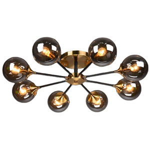 Luxury Modern Nordic Ceiling Light Living Dining Room Led Circle Pendant Light 5 Light Glass Globe Mobile Cluster Chandelier