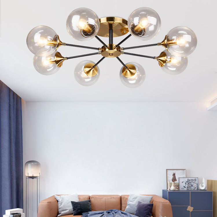 Luxury Modern Nordic Ceiling Light Living Dining Room Led Circle Pendant Light 5 Light Glass Globe Mobile Cluster Chandelier