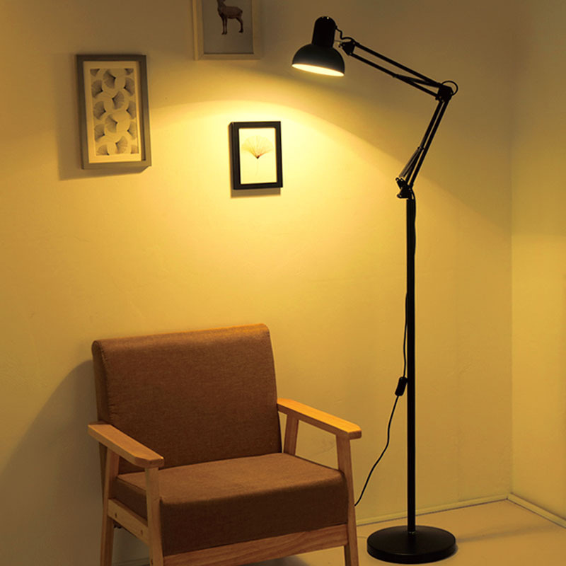 Metal floor lamp with adjustable Swing Arm Eye-Caring Reading Standing Lamp for Living Room Study Room Bedroom Office