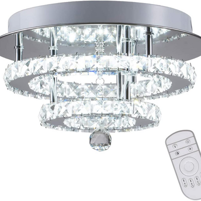 Crystal Dimmable Temperature Adjustable Ceiling Light Flush Mount Modern Contemporary Luxury LED Chandelier Lamp