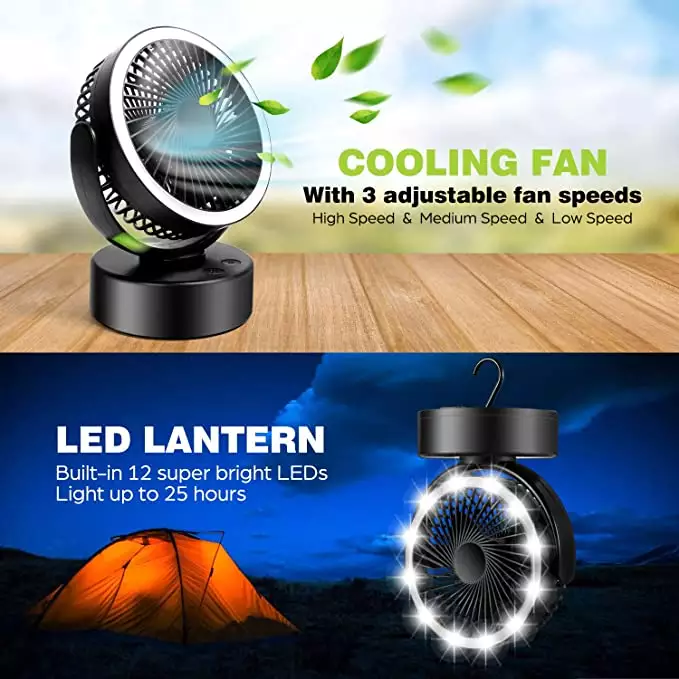 Wholesale Portable Usb Rechargeable Camping Led Fan Lantern For Tent Hanging Hook Camping Hiking Light With Ceiling Fan