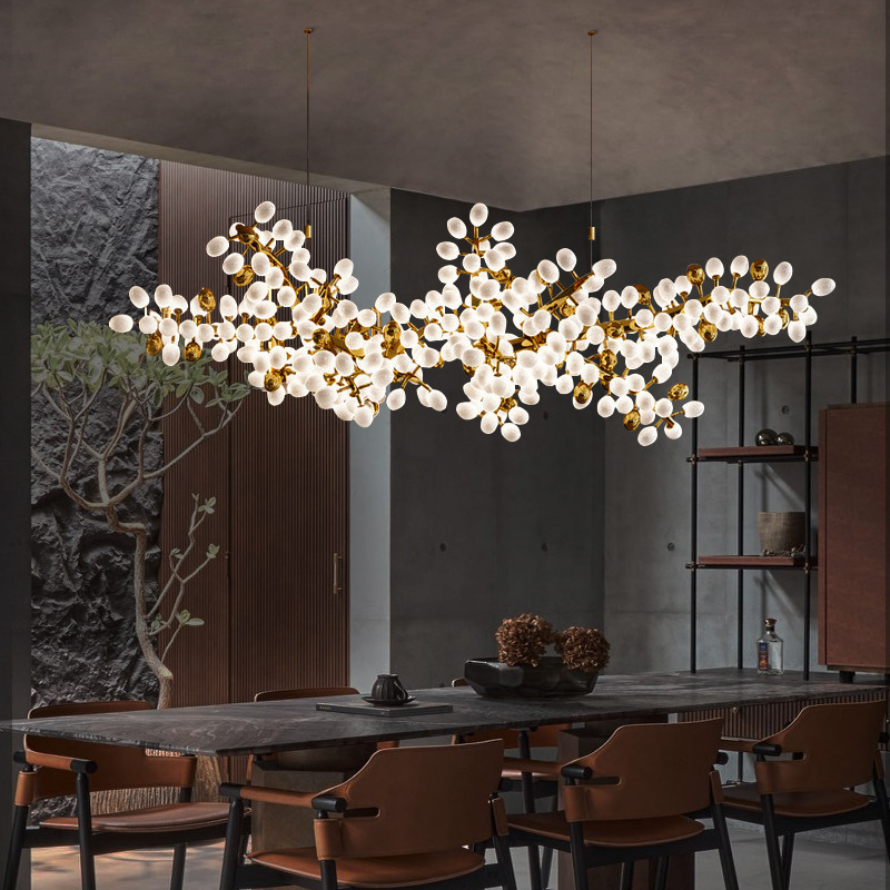 Custom Luxury Ceiling Chandelier Horizontal Large Grape Creative Glass Ball Pendant Light for Living Room Dinning Room