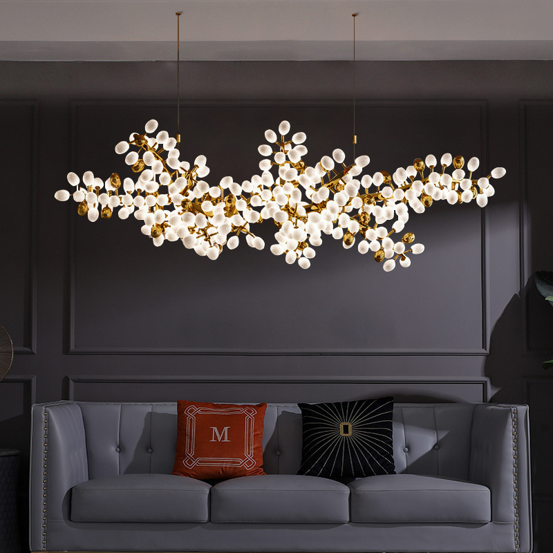 Custom Luxury Ceiling Chandelier Horizontal Large Grape Creative Glass Ball Pendant Light for Living Room Dinning Room