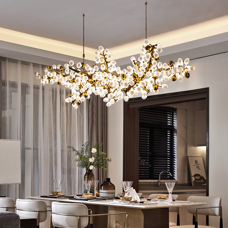 Custom Luxury Ceiling Chandelier Horizontal Large Grape Creative Glass Ball Pendant Light for Living Room Dinning Room