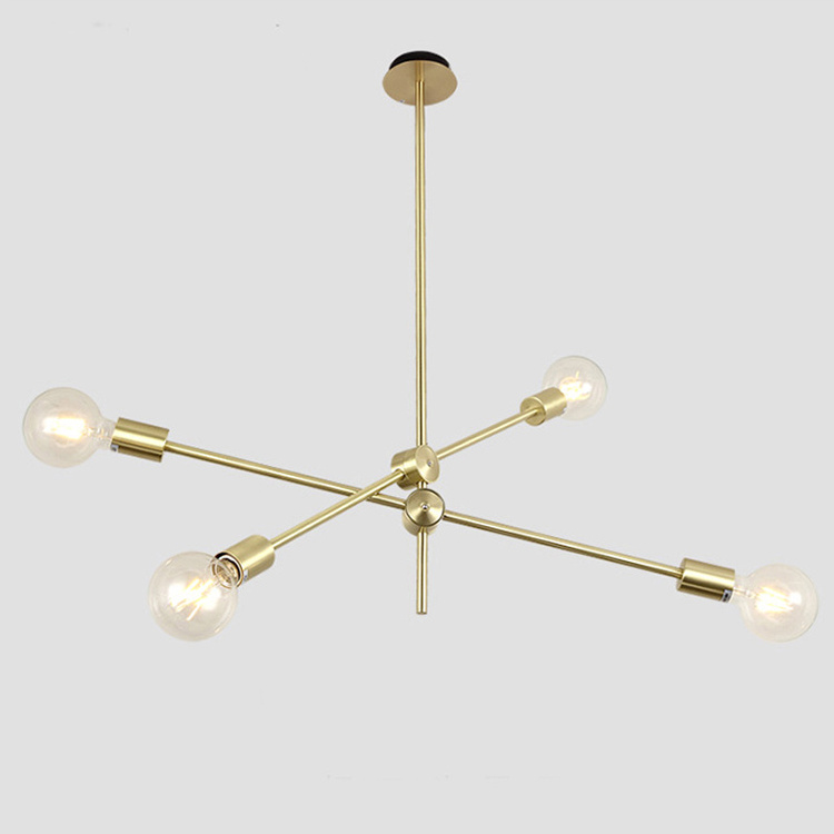 Sputnik 6 Lights Modern Rod Suspension Pendant Light Adjustable Arms Flush Mount Ceiling Lamp Chandelier