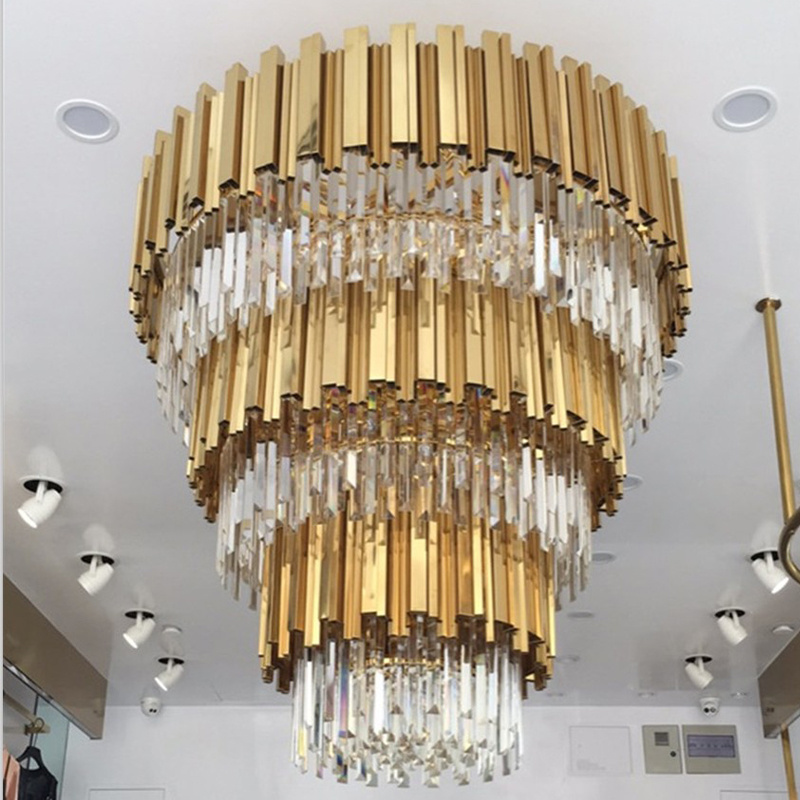 2022 Round Indoor Luxury Gold LED Lights Home Nordic K9 Crystal Ceiling Lamp Chandelier Hanging Pendant Light