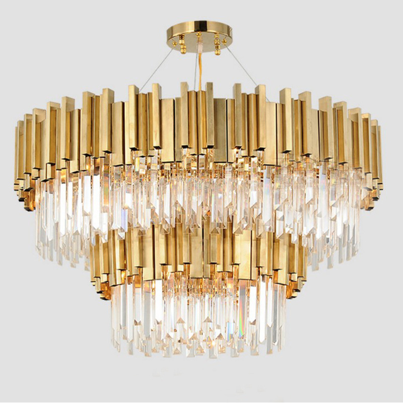 2022 Round Indoor Luxury Gold LED Lights Home Nordic K9 Crystal Ceiling Lamp Chandelier Hanging Pendant Light