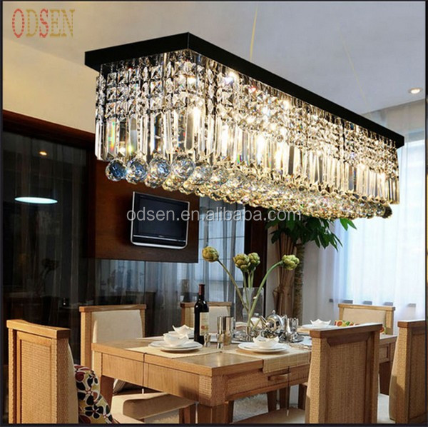 High Quality Pendant Light Fixture Hanging  Light Rectangle K9 Crystal Lamp Chandelier