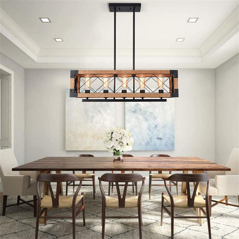 Entrance Vintage Wood Chandelier Classic 18w Hanging Pendant Lights Home Lamp Led Ceiling Light for Living Room